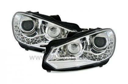 Přední světla s denními světly RL VW Golf VI / 6 chrom