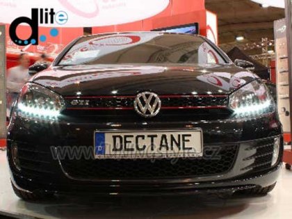 Přední světla s denními světly VW Golf 6 černá D-lite