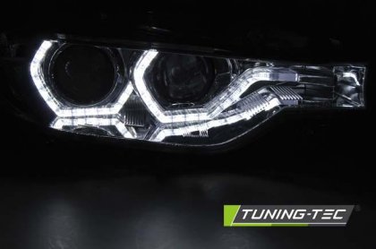 Přední světla s LED Angel Eyes DRL BMW 3 F30/F31 10-15 chromová