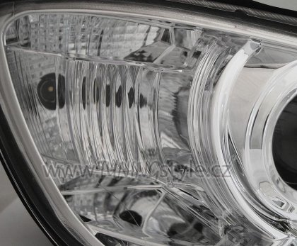 Přední světla s LED denními světly Škoda Octavia II 09-12 chrom