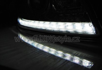 Přední světla s LED denními světly Škoda Octavia II 09-12 chrom