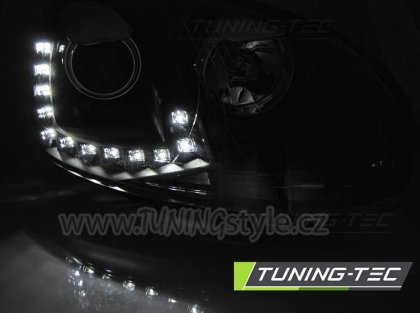 Přední světla s LED denními světly VW Golf 5 03-09 černá
