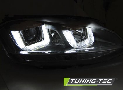 Přední světla U-LED denními světly a SEQ VW Golf 7 12-17 černá red line