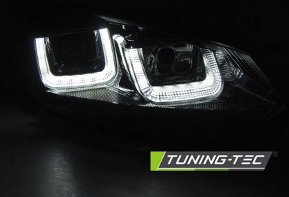 Přední světla U-LED denními světly BAR VW Golf 6 08-12 černé - black line