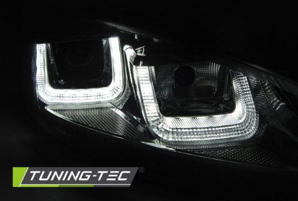 Přední světla U-LED denními světly BAR VW Golf 6 08-12 černé - chrom line