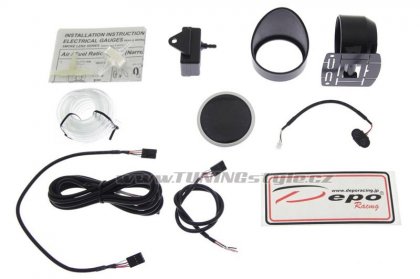 Přídavný budík DEPO PK 52mm - tlak turba elektrický  -1/3 bar