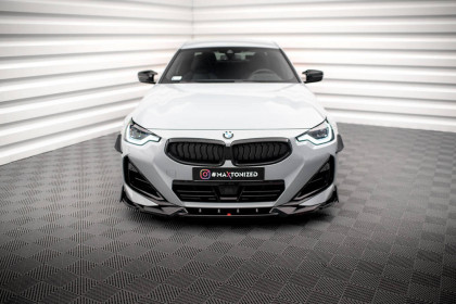 Spojler pod nárazník lipa V.2 + flaps BMW 2 Coupe M-Pack / M240i G42 černý lesklý plast