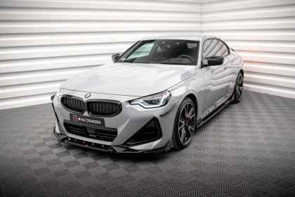 Spojler pod nárazník lipa V.2 + flaps BMW 2 Coupe M-Pack / M240i G42 černý lesklý plast