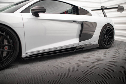 Prahové lišty V.2+flaps Audi R8 Mk2 Facelift černý lesklý plast