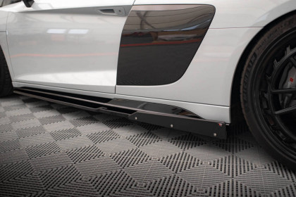 Prahové lišty V.2+flaps Audi R8 Mk2 Facelift černý lesklý plast