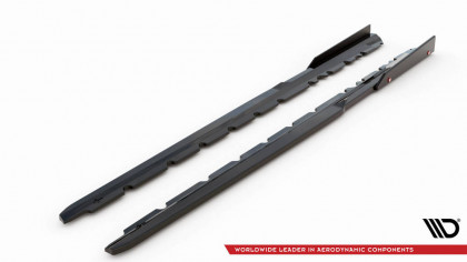 Prahové lišty V.2+flaps Audi R8 Mk2 Facelift černý lesklý plast