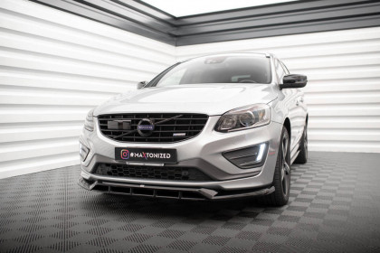 Spojler pod nárazník lipa Volvo XC60 R-Design Mk1 Facelift černý lesklý plast