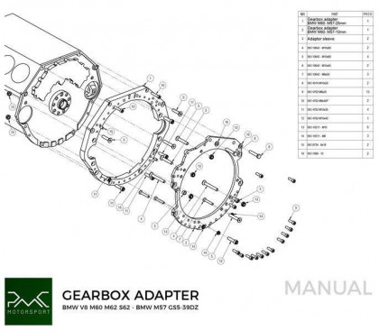 Adapter skrzyni biegów BMW M60 M62 - BMW M50 M52 M54 M57 S50 S52 S54 DCT DKG GS7D36SG N54