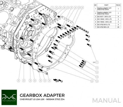 Adapter skrzyni biegów GM Chevrolet LS - Nissan 350Z Z33 370Z Z34