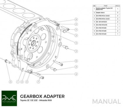 Adapter skrzyni biegów Toyota  JZ 1JZ 2JZ - Mazda RX-8