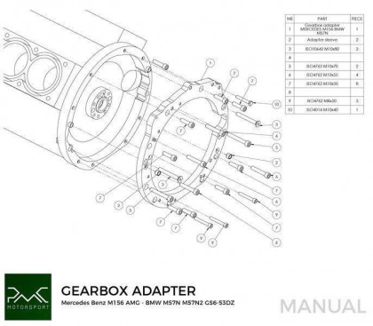 Adapter skrzyni biegów Mercedes-Benz V8 M156 - Manual BMW (M57N2 / N54)