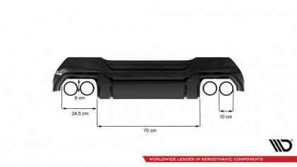 Zadní difuzor V.2 + Miltek sport exhaust BMW 1 F40 M-Pack/ M135i černý lesklý plast , leštěné koncovky