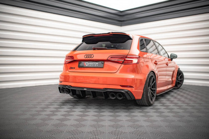 Difuzor zadního nárazníku + Miltec exhaust system Audi RS3 8V Sportback Facelift černý lesklý plast, stříbrné koncovky