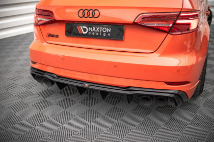 Difuzor zadního nárazníku + Miltec exhaust system Audi RS3 8V Sportback Facelift černý lesklý plast, stříbrné koncovky