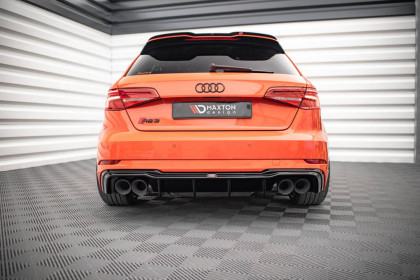 Difuzor zadního nárazníku + Miltec exhaust system Audi RS3 8V Sportback Facelift černý lesklý plast, černé koncovky