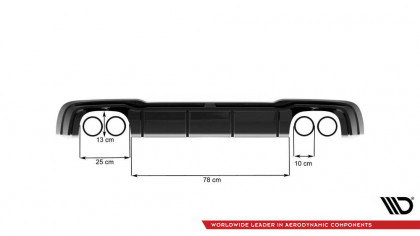 Difuzor zadního nárazníku + Miltec exhaust system Audi RS3 8V Sportback Facelift černý lesklý plast, černé koncovky