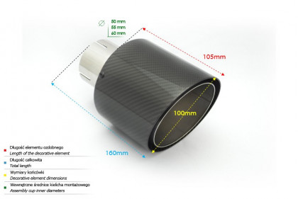 Koncovka výfuku jednoduchá nerez karbonová rovná Ulter Sport 100mm / 50mm 