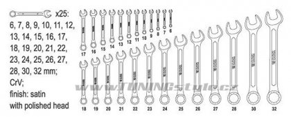 Sada klíčů očkoplochých 25ks 6-32 mm