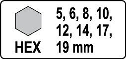 Sada nástavců 1/2" rázové 8 ks H6-H19 imbus CrMo