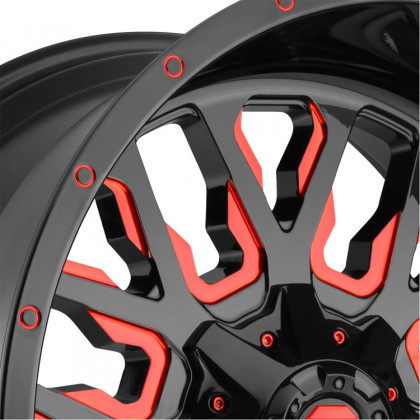 Alloy wheel D612 Stroke Gloss Black/Red Tinted Clear Fuel