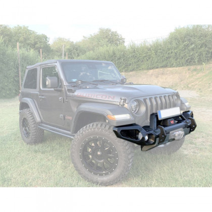 Front steel bumper with bull bar and winch plate