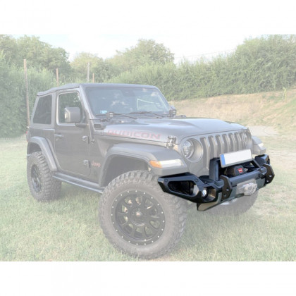 Front steel bumper with bull bar and winch plate