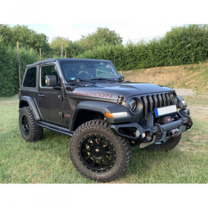 Front steel bumper with bull bar and winch plate