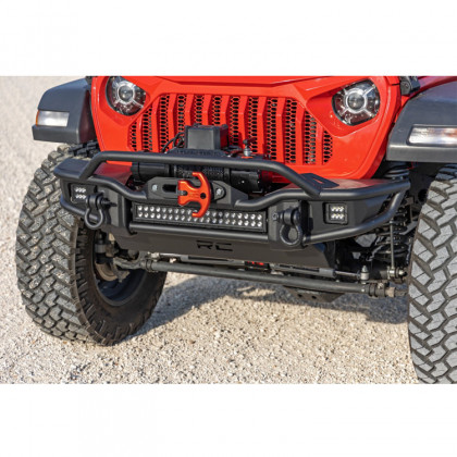 Front tubular bumper with skid plate and LED lights Rough Country