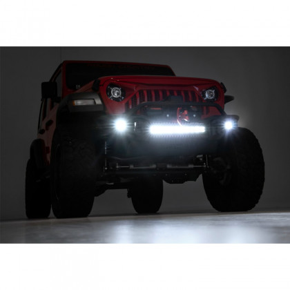 Front tubular bumper with skid plate and LED lights Rough Country