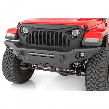 Front tubular bumper with skid plate and LED lights full Rough Country