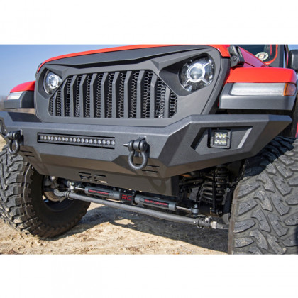 Front tubular bumper with skid plate and LED lights full Rough Country