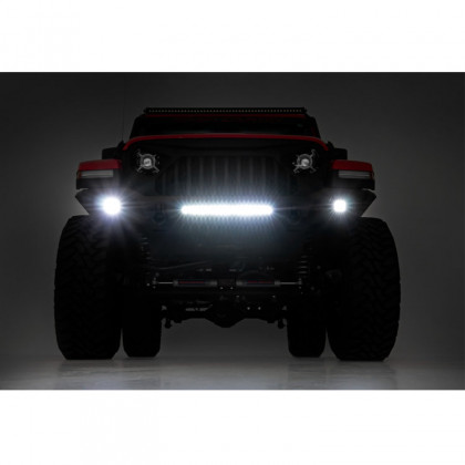 Front tubular bumper with skid plate and LED lights full Rough Country