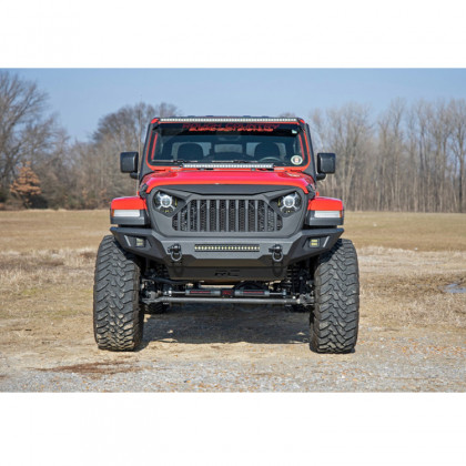 Front tubular bumper with skid plate and LED lights full Rough Country