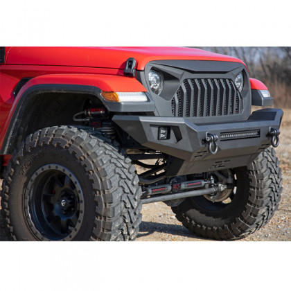 Front tubular bumper with skid plate and LED lights full Rough Country