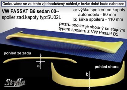 Spoiler zadní kapoty, křídlo Stylla VW Passat 3BG/B5 sedan 00-04