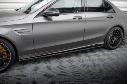 Prahové lišty Mercedes-AMG C63 Sedan / Estate W205 Facelift černý lesklý plast