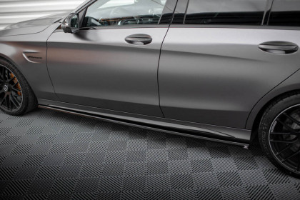 Prahové lišty Mercedes-AMG C63 Sedan / Estate W205 Facelift černý lesklý plast