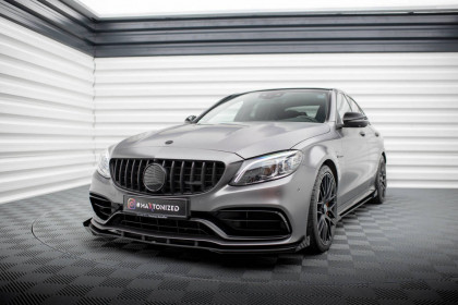 Street pro spojler pod nárazník lipa + flaps Mercedes-AMG C63 Sedan / Estate W205 Facelift černo červené