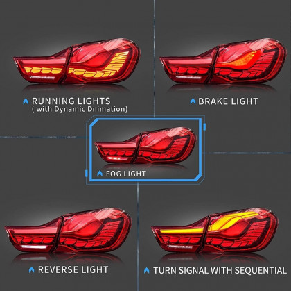 Zadní světla LED s dynamickým blinkrem BMW 3 F32 / F82 13- M4 GTS look červená