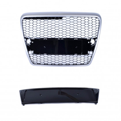 Sportovní maska AUDI A6 C6 (4F) RS-TYPE 04-08 silver / černá lesklá