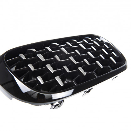 Maska - ledvinky BMW X5 (F15, F85) X6 (F16, F86) 2013-2018 - Diamond - chrom / černé lesklé