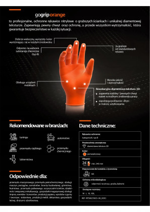 Nitrilové rukavice GoGrip oranžové vel. L, 50 ks