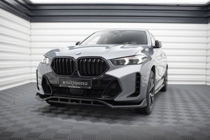 Spojler pod nárazník lipa V.2 BMW X6 M-Pack G06 Facelift černý lesklý plast