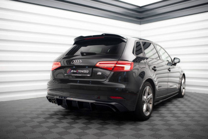 Prodloužení spoileru Audi A3 Sportback 8V Facelift černý lesklý plast