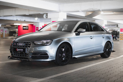 Street pro spojler pod nárazník lipa + flaps Audi S3 / A3 S-Line Sedan 8V černý